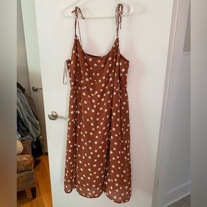 Abercrombie brown polka dot midi dress